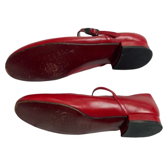 Vintage 90s Womens Red Leather Mary Jane Shoes by Charles David // Size 6.5 - Picture 3 of 4